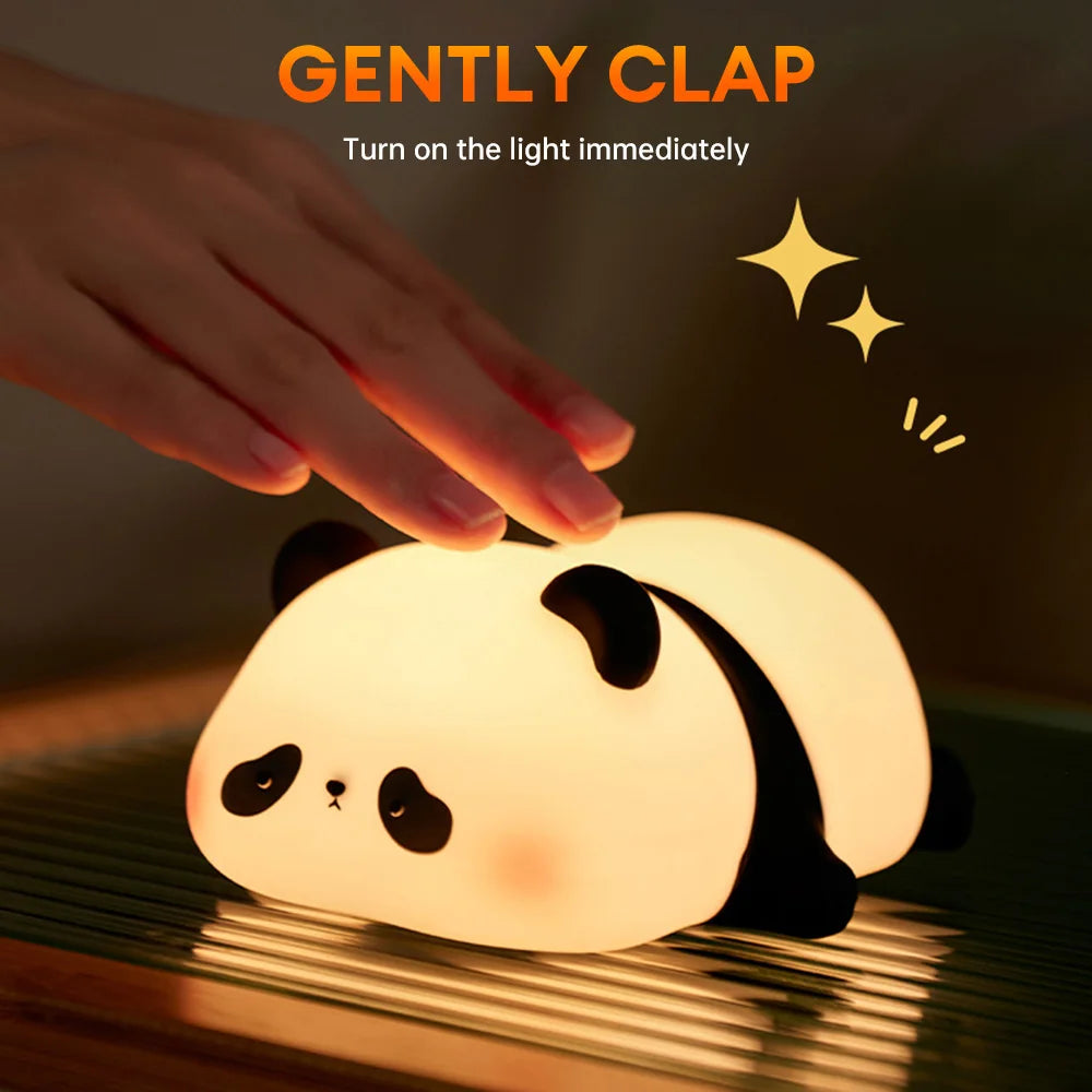 Panda LED Night Light – Rechargeable Silicone Lamp with Timer for Kids' Decor