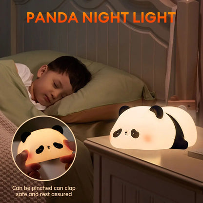 Panda LED Night Light – Rechargeable Silicone Lamp with Timer for Kids' Decor