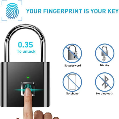 Smart Fingerprint Lock - USB Charging, Waterproof.