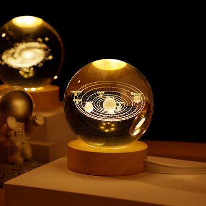 Crystal Astronaut Globe – 3D Solar System with LED Base