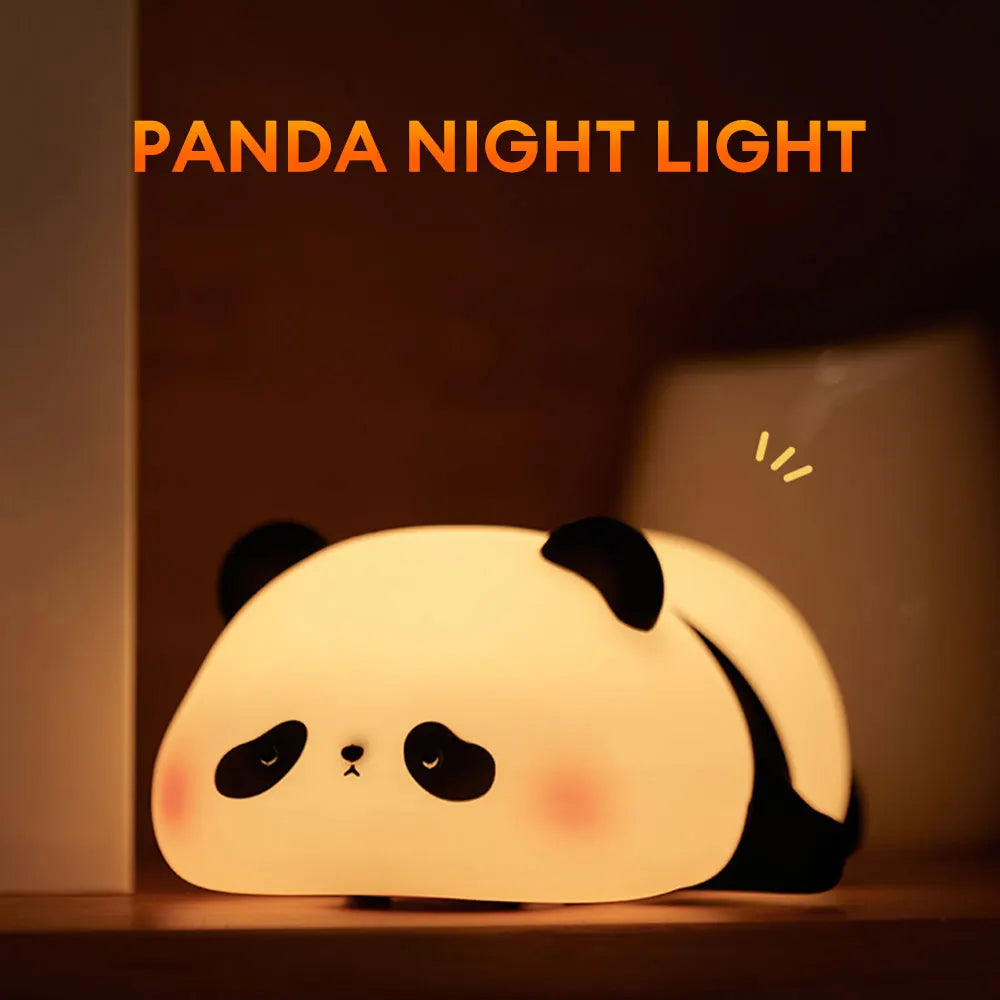 Panda LED Night Light – Rechargeable Silicone Lamp with Timer for Kids' Decor