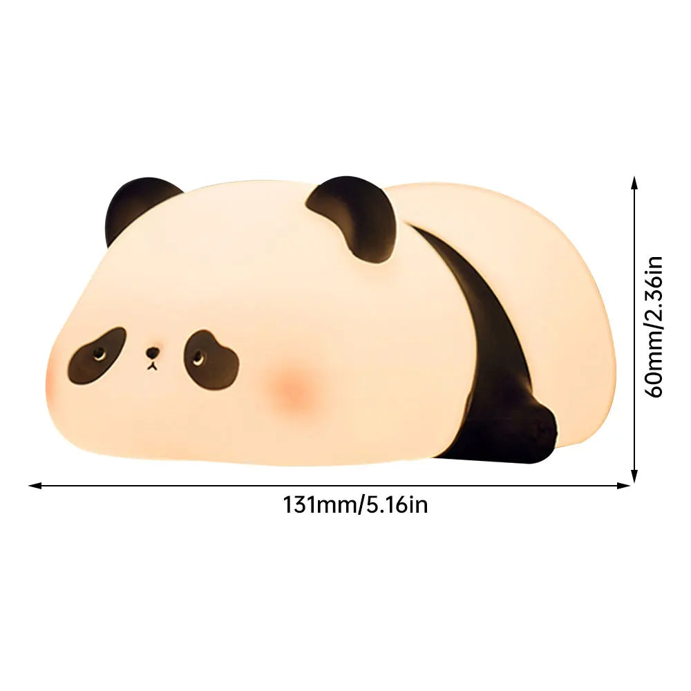 Panda LED Night Light – Rechargeable Silicone Lamp with Timer for Kids' Decor