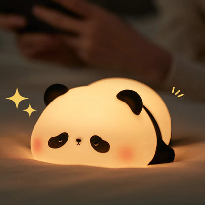 Panda LED Night Light – Rechargeable Silicone Lamp with Timer for Kids' Decor