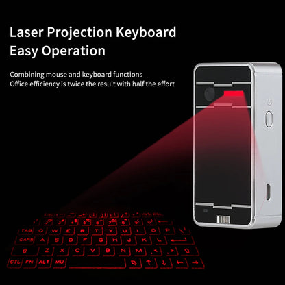 Bluetooth Laser Keyboard – Portable with Mouse Function