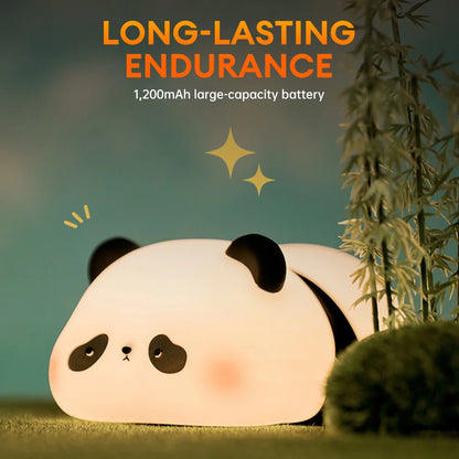 Panda LED Night Light – Rechargeable Silicone Lamp with Timer for Kids' Decor