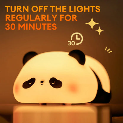 Panda LED Night Light – Rechargeable Silicone Lamp with Timer for Kids' Decor