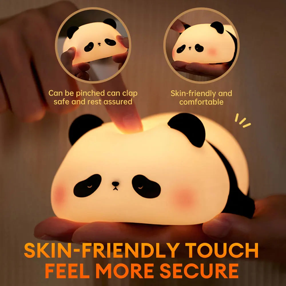 Panda LED Night Light – Rechargeable Silicone Lamp with Timer for Kids' Decor