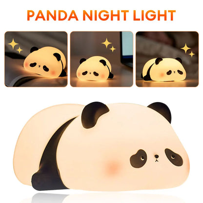 Panda LED Night Light – Rechargeable Silicone Lamp with Timer for Kids' Decor