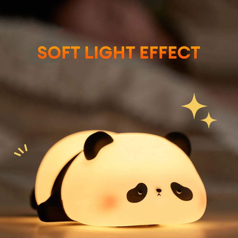 Panda LED Night Light – Rechargeable Silicone Lamp with Timer for Kids' Decor