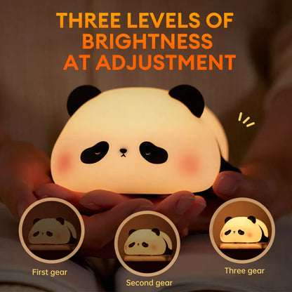 Panda LED Night Light – Rechargeable Silicone Lamp with Timer for Kids' Decor