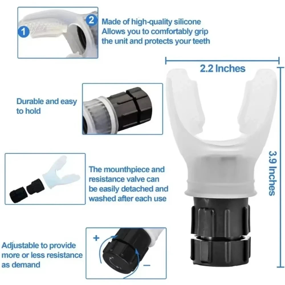 Portable Lung Exerciser - Adjustable Resistance for Breathing Fitness.