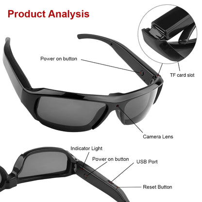 HD 1080P Glasses Camera - Wearable Recorder.