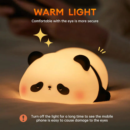 Panda LED Night Light – Rechargeable Silicone Lamp with Timer for Kids' Decor