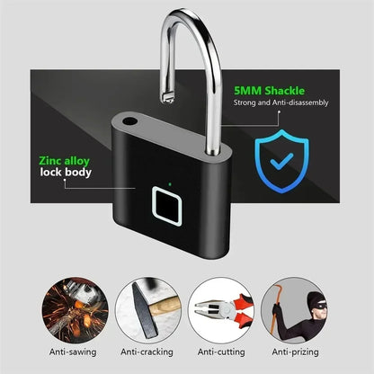 Smart Fingerprint Lock - USB Charging, Waterproof.